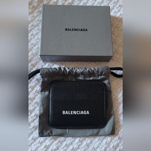 Balenciaga Logo Card Case with Bill Fold Black